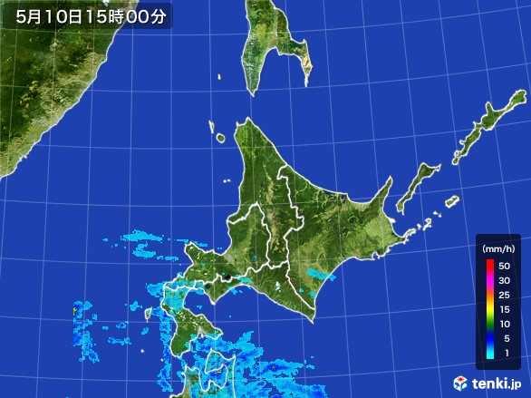 北海道地方の雨雲レーダー(2017年05月10日)
