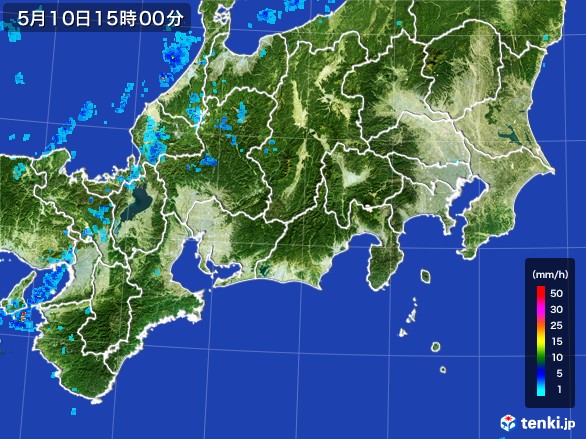 東海地方の雨雲レーダー(2017年05月10日)