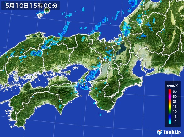 近畿地方の雨雲レーダー(2017年05月10日)