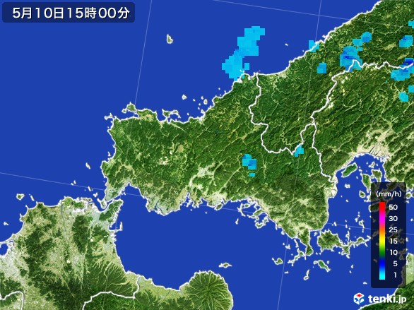 山口県の雨雲レーダー(2017年05月10日)
