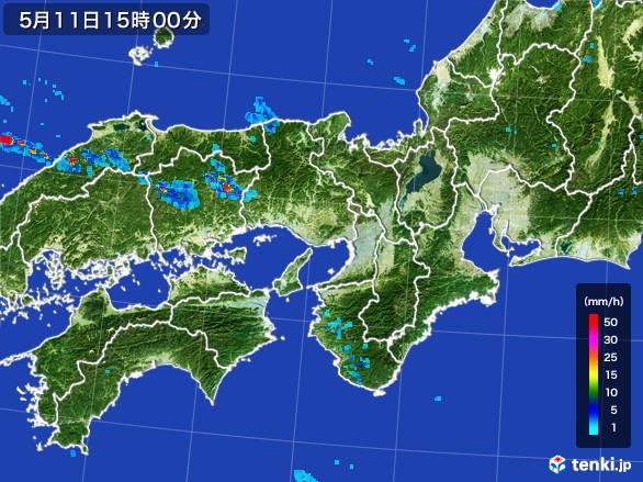 近畿地方の雨雲レーダー(2017年05月11日)