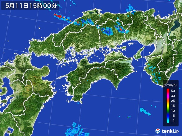 四国地方の雨雲レーダー(2017年05月11日)