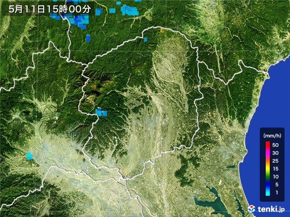 栃木県の雨雲レーダー(2017年05月11日)