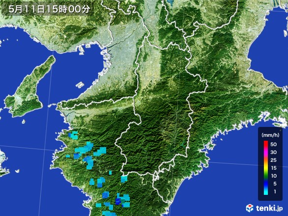 奈良県の雨雲レーダー(2017年05月11日)