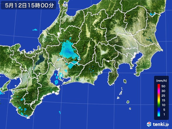 東海地方の雨雲レーダー(2017年05月12日)