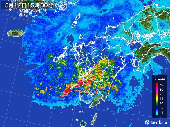 九州地方の雨雲レーダー(2017年05月12日)