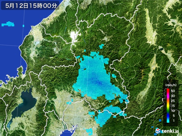 岐阜県の雨雲レーダー(2017年05月12日)