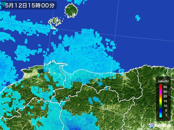 鳥取県の雨雲レーダー(2017年05月12日)