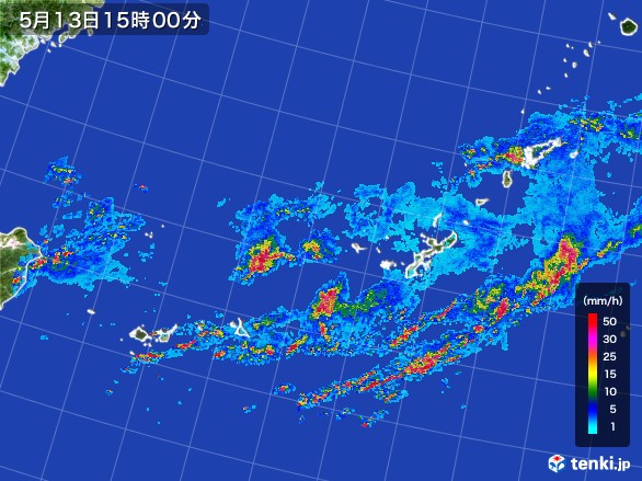 沖縄地方の雨雲レーダー(2017年05月13日)