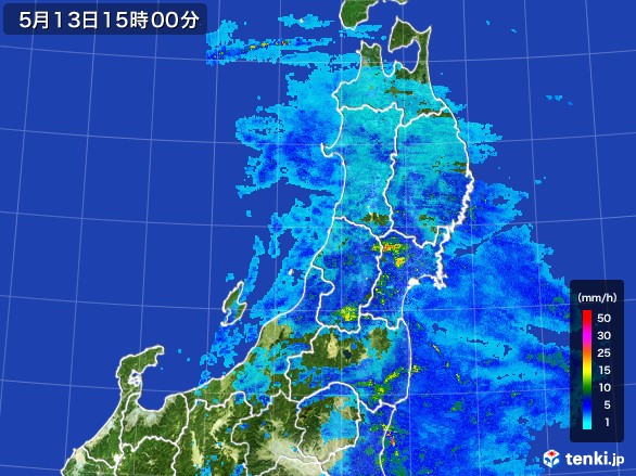 東北地方の雨雲レーダー(2017年05月13日)