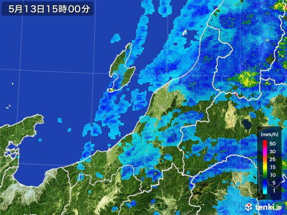 新潟県の雨雲レーダー(2017年05月13日)