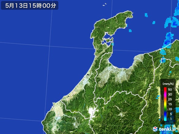 石川県の雨雲レーダー(2017年05月13日)