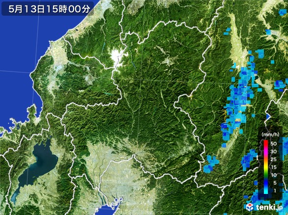 岐阜県の雨雲レーダー(2017年05月13日)
