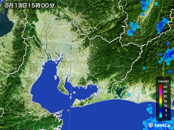 愛知県の雨雲レーダー(2017年05月13日)