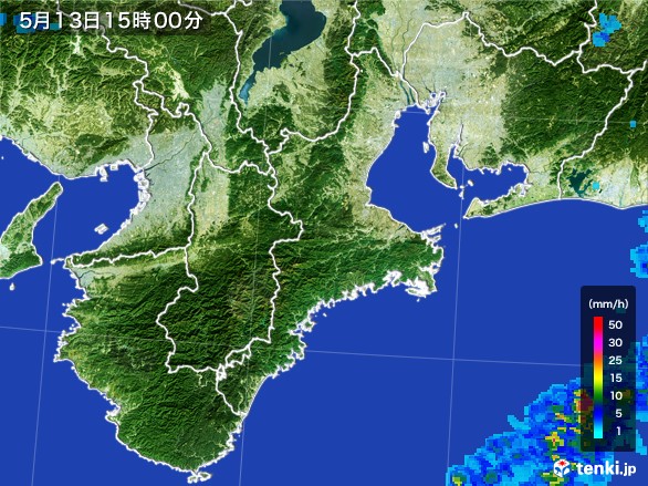 三重県の雨雲レーダー(2017年05月13日)