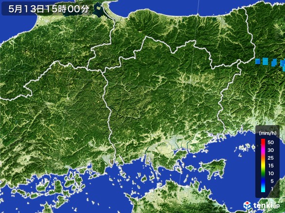 岡山県の雨雲レーダー(2017年05月13日)