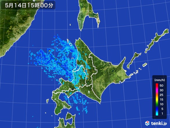 北海道地方の雨雲レーダー(2017年05月14日)