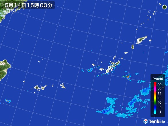 沖縄地方の雨雲レーダー(2017年05月14日)