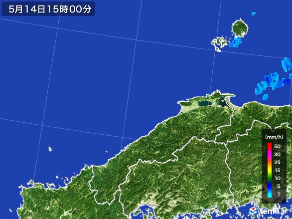 島根県の雨雲レーダー(2017年05月14日)