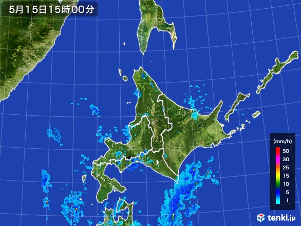 北海道地方の雨雲レーダー(2017年05月15日)