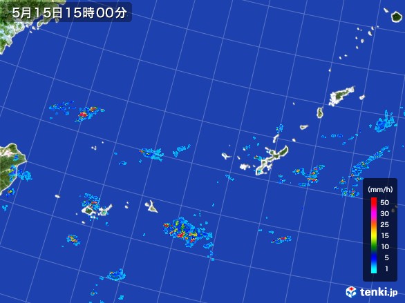 沖縄地方の雨雲レーダー(2017年05月15日)