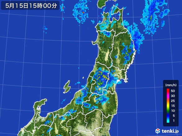 東北地方の雨雲レーダー(2017年05月15日)