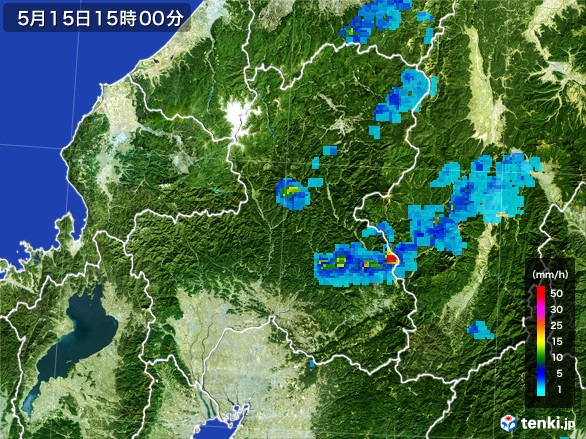 岐阜県の雨雲レーダー(2017年05月15日)