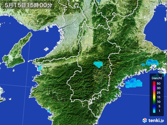 奈良県の雨雲レーダー(2017年05月15日)