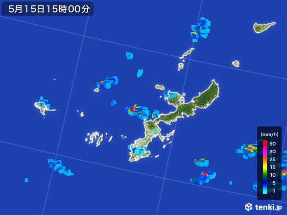 沖縄県の雨雲レーダー(2017年05月15日)