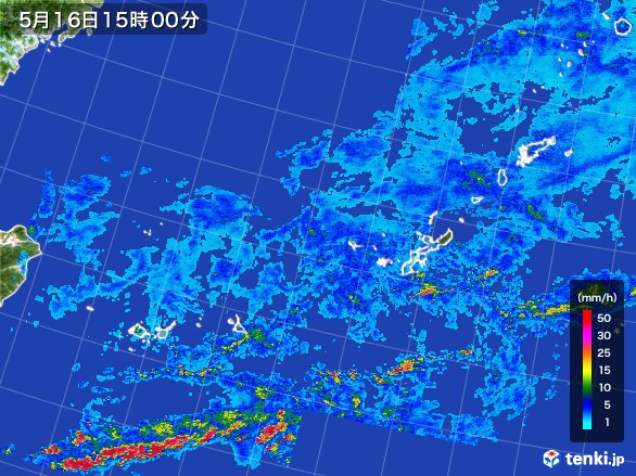沖縄地方の雨雲レーダー(2017年05月16日)