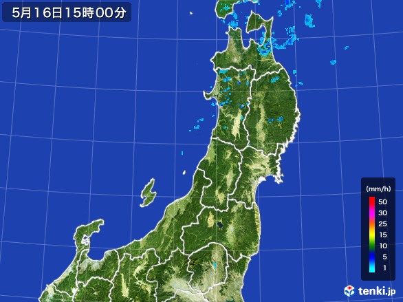 東北地方の雨雲レーダー(2017年05月16日)