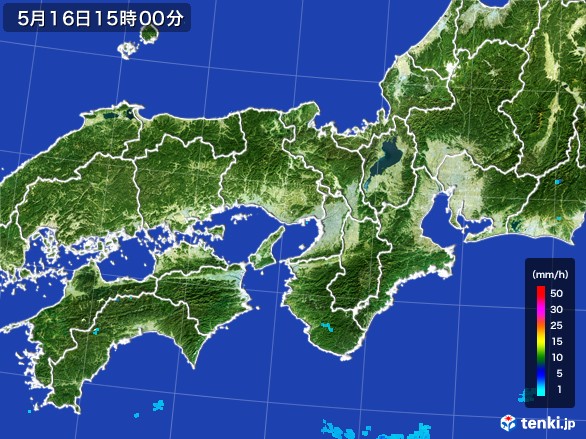 近畿地方の雨雲レーダー(2017年05月16日)