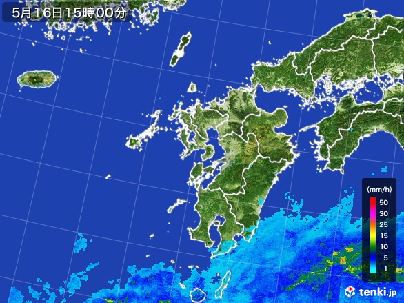 九州地方の雨雲レーダー(2017年05月16日)
