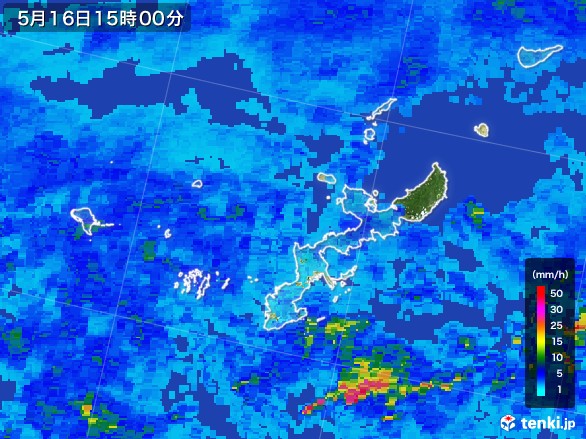 沖縄県の雨雲レーダー(2017年05月16日)