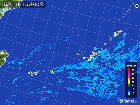 沖縄地方の雨雲レーダー(2017年05月17日)