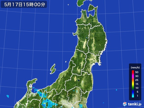東北地方の雨雲レーダー(2017年05月17日)