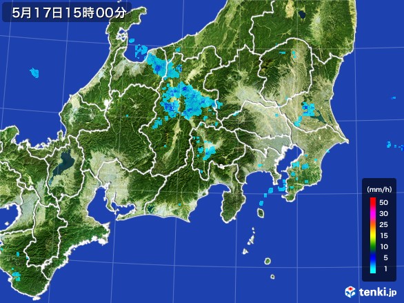 関東・甲信地方の雨雲レーダー(2017年05月17日)