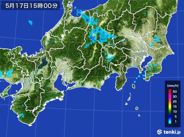東海地方の雨雲レーダー(2017年05月17日)