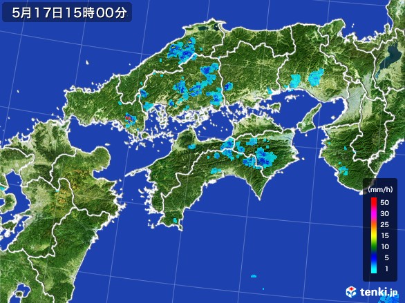 四国地方の雨雲レーダー(2017年05月17日)