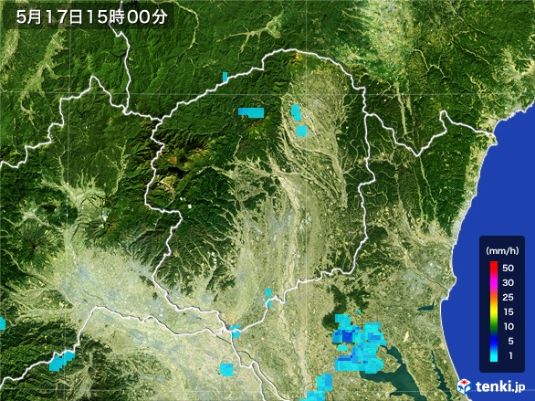 栃木県の雨雲レーダー(2017年05月17日)