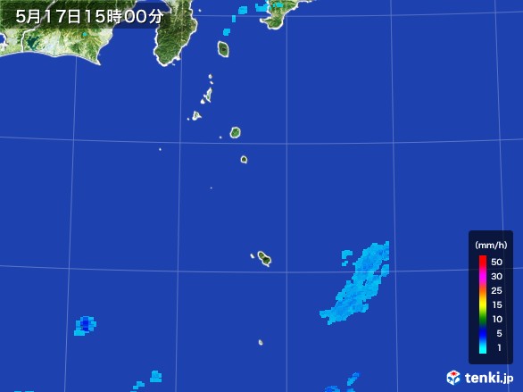 伊豆諸島(東京都)の雨雲レーダー(2017年05月17日)