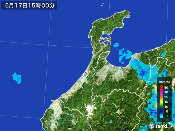石川県の雨雲レーダー(2017年05月17日)