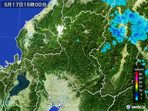 岐阜県の雨雲レーダー(2017年05月17日)