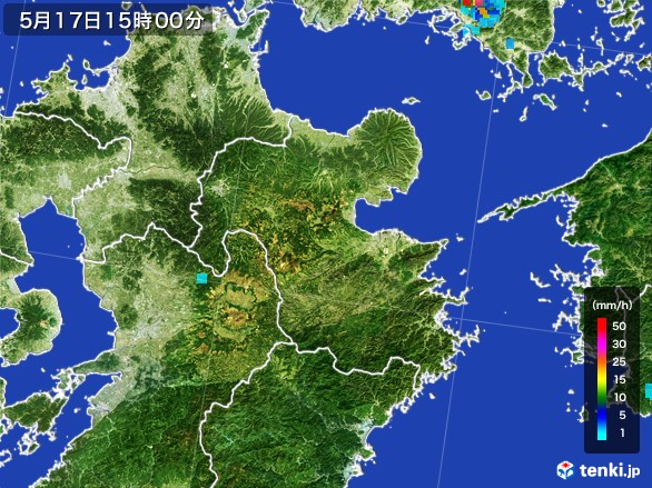 大分県の雨雲レーダー(2017年05月17日)