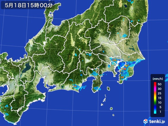 関東・甲信地方の雨雲レーダー(2017年05月18日)