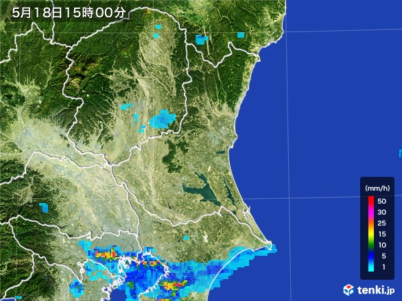 茨城県の雨雲レーダー(2017年05月18日)