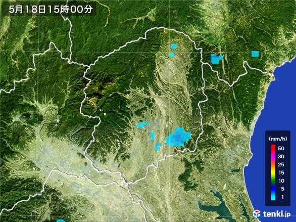 栃木県の雨雲レーダー(2017年05月18日)
