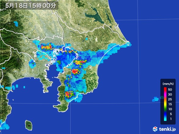 千葉県の雨雲レーダー(2017年05月18日)
