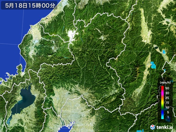 岐阜県の雨雲レーダー(2017年05月18日)