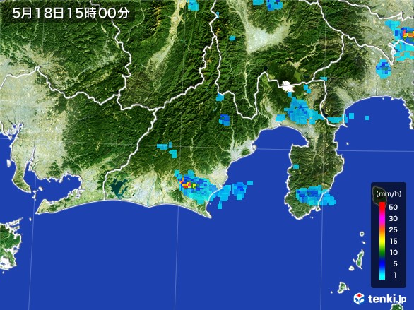 静岡県の雨雲レーダー(2017年05月18日)